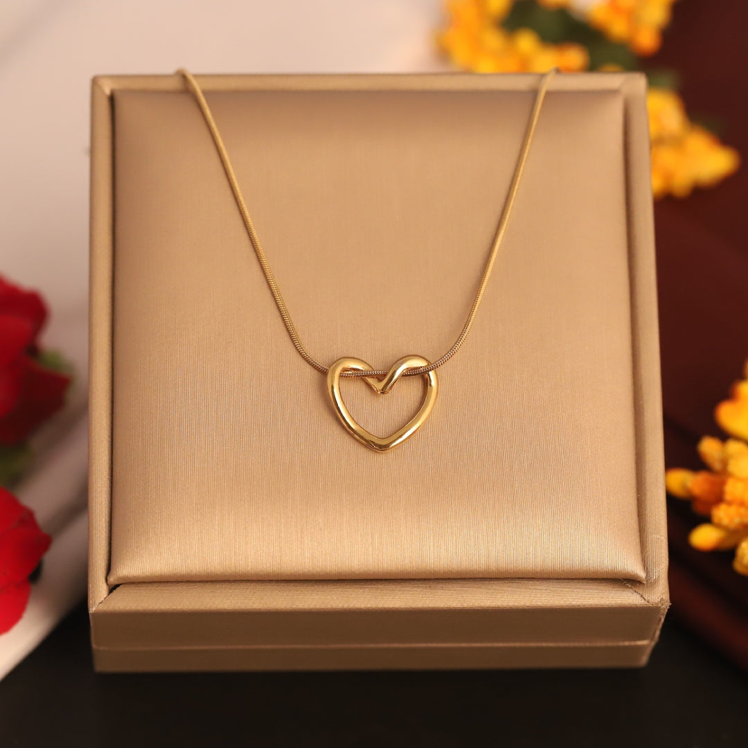 Golden Open Heart Pendant Necklace