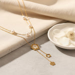 Load image into Gallery viewer, legant Clover Pearl Drop Anti-Tarnish Necklace
