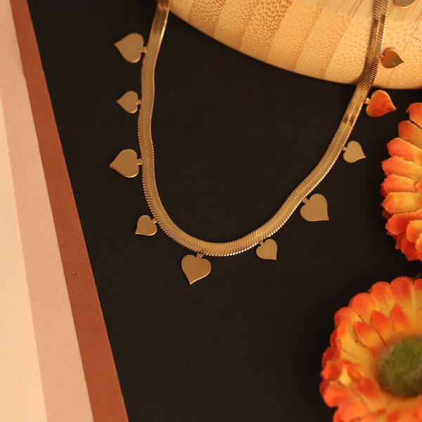 Golden Mini Heart Charm Necklace