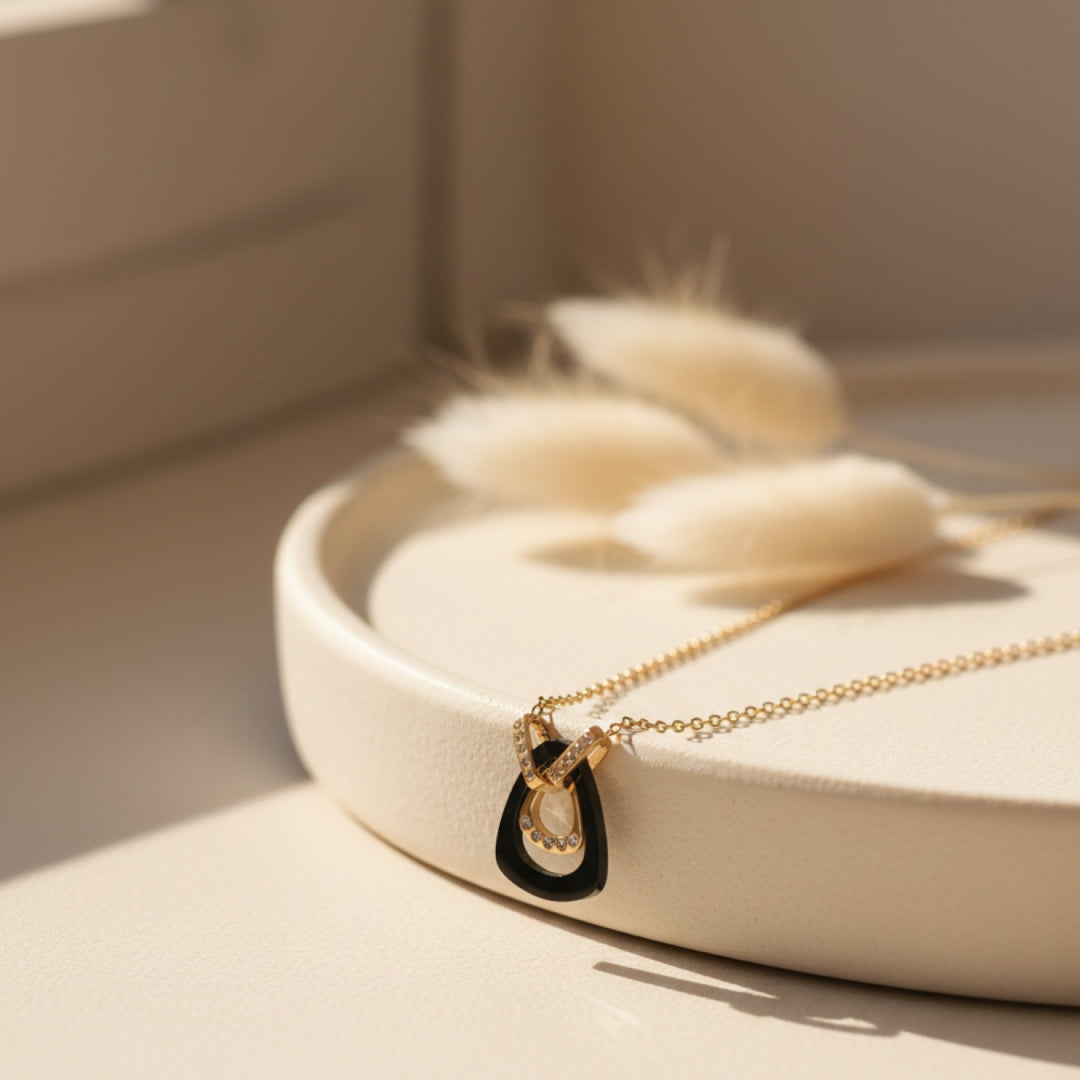 Black Enamel Luxe Pendant Necklace