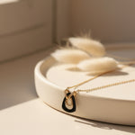 Load image into Gallery viewer, Black Enamel Luxe Pendant Necklace
