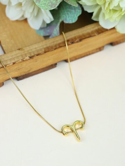 Zodiac Aries Symbol Gold Pendant Necklace